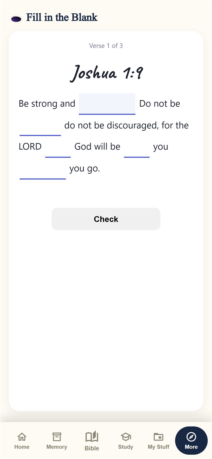 Fill in the Blank memory game for Joshua 1:9